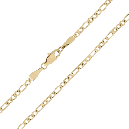 GLD Figaro Link Chain Yellow Gold 4mm | Available in 16-30" Inches Length, Lifetime Guarantee - Perfect Gift