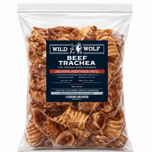 USA Beef Trachea Bites (1 lb) 100% Natural Dog Chew Treats - Single-Ingredient Puppy Treats