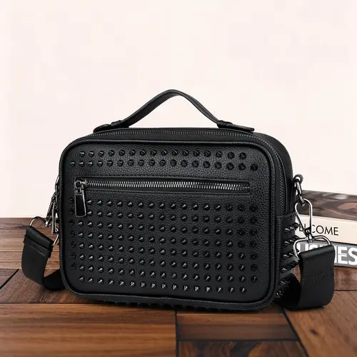 Men's Fashion Rivets Crossbody Bag, Casual Single Shoulder Bag, One Shoulder Bag, Rivet Design, Lightweight and Portable, Large Capacity, All Seasons, Casual Messenger Bags