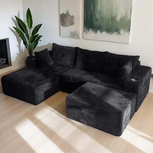 【2 Packages Shipping】MAXYOYO 104" U-Shaped Modular Sectional Couch, Modern Boneless Couch for Living Room, Sofa in A Box, Oversized Sofa Sleeper with Deep Seat, No Assembly Required | Cloud Sofa | Compressed Sofa | SohoChic | Living Room