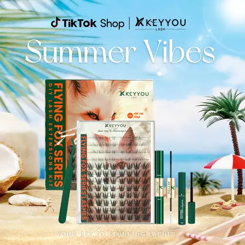 KEYYOU Siren Kit Flying Fox Cat Eye DIY Cluster Lash Extension Kit Volume Individual Lashes Waterproof Long-Lasting Self Application Eyelashes #sohochic