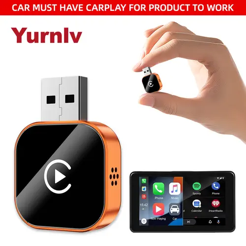 YURNLV  Wireless CarPlay Adapter 2026 Model, iPhone/Android Friendly, Hands-Free Calling Feature