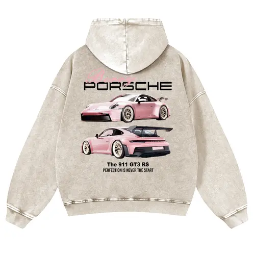 Men's Vintage Car Graphic Hoodie - 380GSM Heavyweight Soft Washed Cotton Blend Pullover, Oversize Casual Longsleeve Menswear Sweatshirt, Thick Warm Basics with 3xl-5xl Sizing, Streetwear Top for Jeans