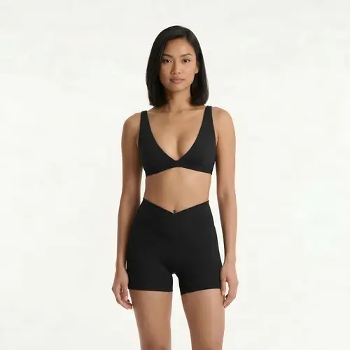 PAVOI ACTIVE Deep V-Plunge Open Back Sports Bra for Women, FlexFlow, Workout Top for Pilates & Lifting for A-C Cups