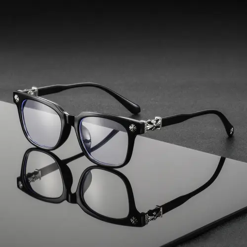 Men's Plastic Square Round Full Frame Fashion Glasses, Retro Hong Kong Style, Casual Wear, Decorative Eyewear, Classic Elegant Design