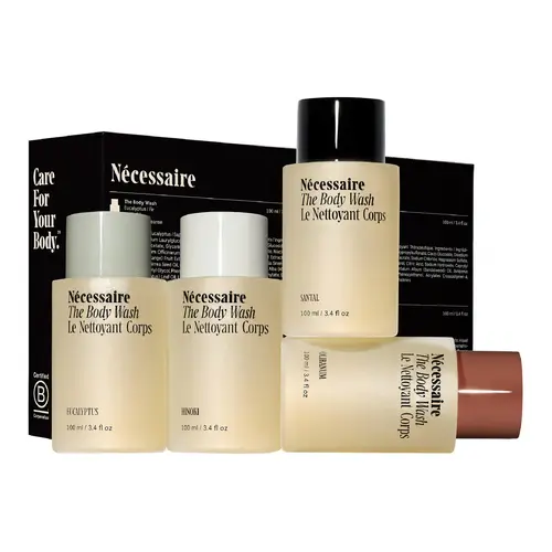 Nécessaire Body Wash Discovery Set – Travel-Size Body Wash in 4 Fine Fragrances | For Women + Men | Dermatologist-Tested. Hypoallergenic. Vegan.