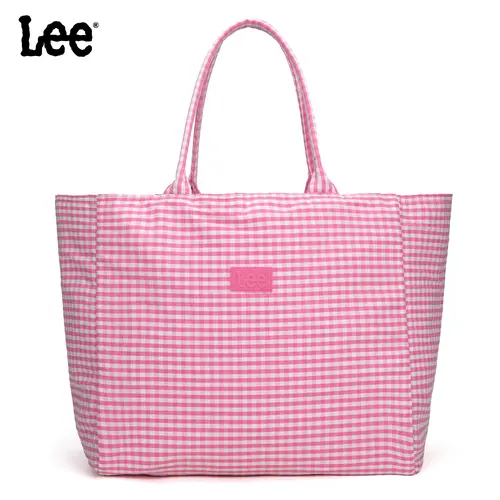 Lee Gingham Tote Bag for Women, Foldable Large Capacity Shoulder Bag Casual Tote Handbag, Lightweight Beach Travel School Mommy Tote Bag