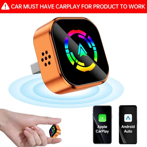 YURNLV 2026 New Wireless CarPlay Adapter | Hands-Free Calling & iPhone/Android