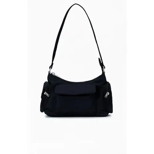 Women's Plain Black-Navy Crossbody Shoulder Bag - Minimalist Look, No Fuss, Easy Styling, 24x18x7cm Fits Daily Musts for Everyday Use