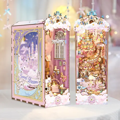 Tonecheer 3D Wooden Puzzle DIY Book Nook Kit (Sweet Dream) - Decorative Jigsaw Puzzle, 3D Blocks Kit, Valentine's Day Gift for Ages 12+ with Summervibes, Wooden Jigsaw Puzzle