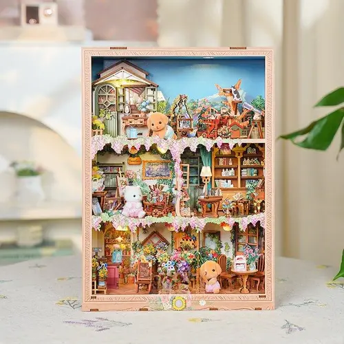 Tonecheer Craft-Ready 3D Wooden Jigsaw Puzzle Kit with Board - DIY Floral Story Blossom Time Frame, Safe BPA-Free Eco-Friendly Wood Collectible, Wooden Handmade Puzzle Gift for 3D Enthusiasts (Valentine's Day)