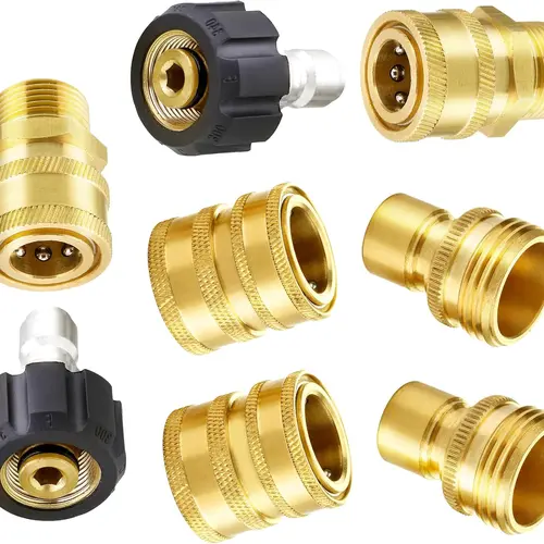M MINGLE 8-Pack Ultimate Pressure Washer Adapter Set - Stainless Steel & Brass Disconnect Kit, M22 Swivel to 3/8 in Connect, 3/4 in to Release Garden Hose Connectors, DealsForYouDays