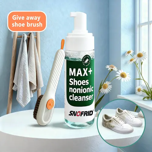 Sonfrid Shoe Cleaner Kits (6.8 oz), Water-Free Foam Shoe Cleaner with Shoe Brush, Sneaker Care, Ideal for Footwear, Full Grain Leather