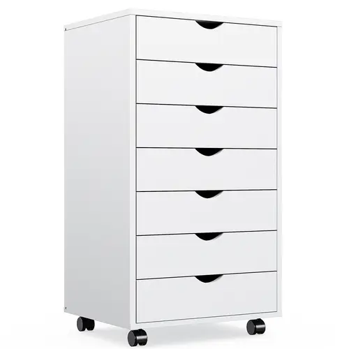 Sweetcrispy Fiberboard Vertical File Cabinet - Rolling Mobile Organizer Storage with Floor-Friendly Wheels, Commercial Office Furniture for Home Office Storage Organization