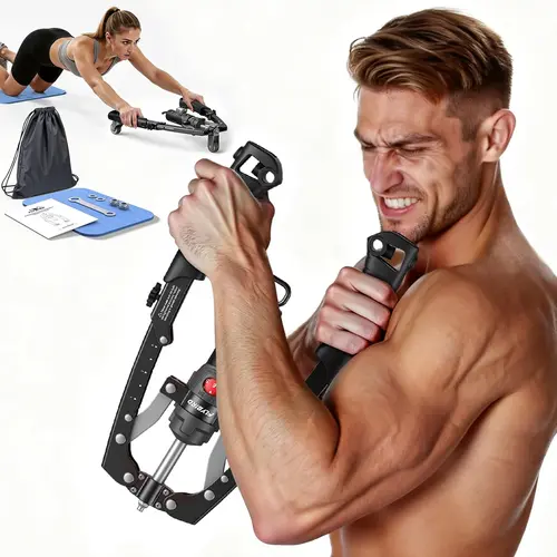 FLYBIRD Series CT1 Chest Trainer - Adjustable 22-440lbs Arm Workout Machine, Twister Arm Exerciser, Core Workouts Equipment with Ab Roller Wheel, Portable Exercise Machine for Travel, Home Gym Gear (Pad & Bag Incl.) for Men【Live Only】