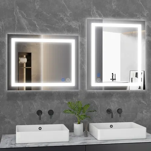 Sweetcrispy LED Bathroom Mirror, Vanity Mirror with Anti-Fog, Dimmable Dual Illumination (Backlit & Front Lit), Adjustable Lighting, Memory Function, Tempered Shatter-Proof Glass