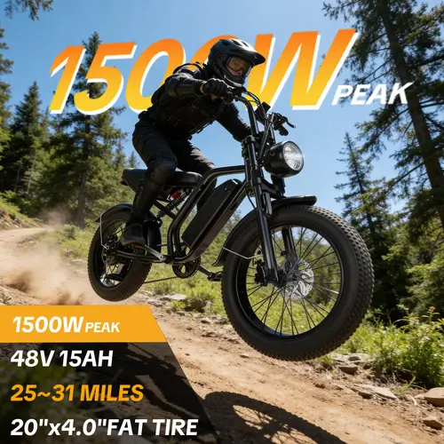 【HiEHA | Father's Day Gift】2026 Fat Tire Electric Ebike for Adults, 1500W Peak Motor 48V/15Ah, 34 MPH Top Speed & 25-31 Miles Range, Full Suspension, Shimano 7-Speed, Off-Road Mountain E-Bike with LED Headlight, UL 2849 Certified