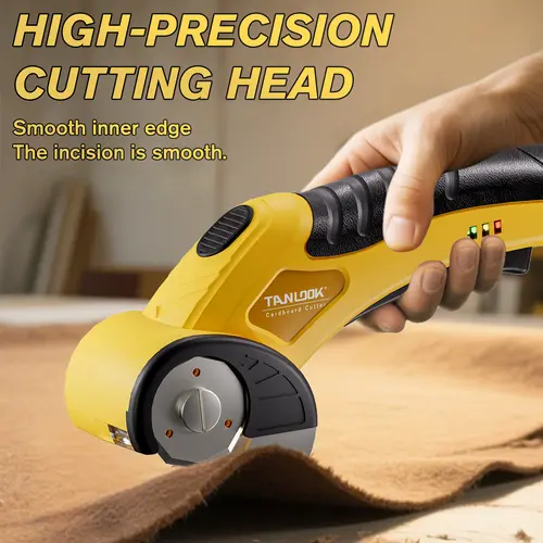 TANLOOK Cordless Electric Cutting Scissors, Compact Ergonomic Design USB Rechargeable Fabric-Box Cutter with Safety Lock, Replaceable Blades for Cardboard, Leather, Plastic – Ideal for Pros & Beginners