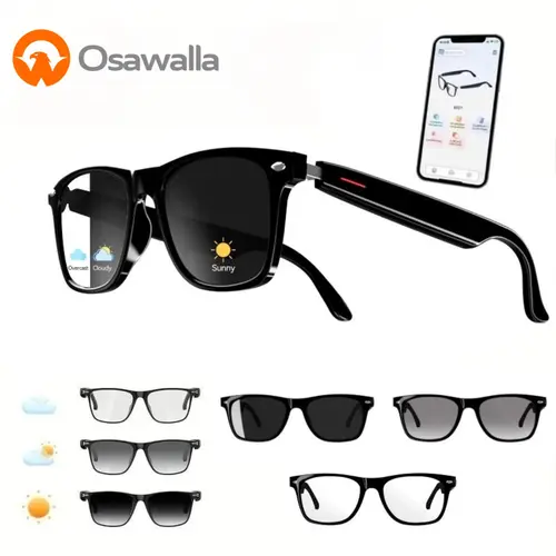 OSAWALLA Wearable AI Smart Glasses - 160-Language Support, Chat GPT, HD Audio, Hifi Audio Keeps Calls Sound Rich, Microphone, Speaker, Color Changing Lens, Hands-Free Calling, Suitable for Driving, Travel