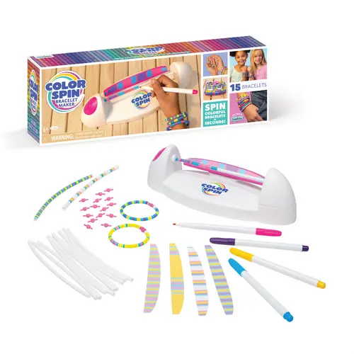 ColorSpin Electric Friendship Bracelet Maker Kit - Create 15 No-Bead Trendy Bracelets in Minutes - Perfect Gift for Ages 6+ with Markers & Templates