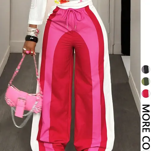 Women's Casual Striped Long Pants, Comfortable and Stylish, Perfect for Daily Wear, Ladies Fashion Bottoms, Casual Chic Bottoms, One Piece, Casual Streetwear Trousers, Casual Fashion Comfy