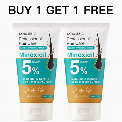 [BUY 1 GET 1 FREE] KORMESIC 5% Minoxidil Hair Growth Scalp Massage Cream with Keratin & Ginger, for Men & Women, Prevents Hair Loss, Repairs Follicles, Promotes Fast Regrowth, Strengthens Roots