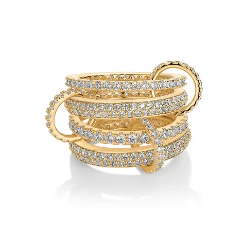 PAVOI Chunky Interlock Statement Ring for Women - 14K Gold Plated Multi-Band Interlocking Ring - Cubic Zirconia Statement Bands Jewelry