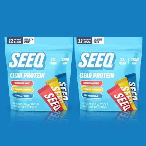 SEEQ Trial Bundle 2-count - Clear Protein Powder - 22g Whey Isolate Per Serving - Zero Sugar & 0 Lactose - Post Workout Fitness Nutrition - On-The-Go Sticks
