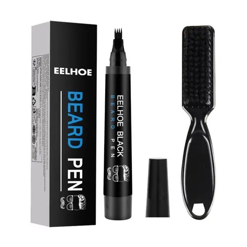 Waterproof Beard Filler Kit for Men - Pencil, Pen, Darkener Marker with Natural Finish for Beard, Moustache & Eyebrows - Bristle Brush Included，Father's Day Gift