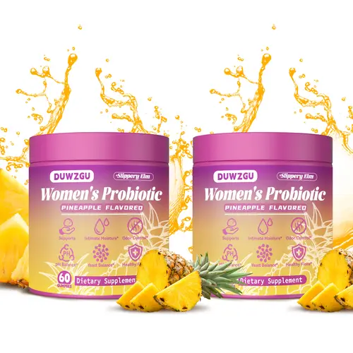 Feminine Probiotics Gummies - All in One Solution with Slippery Elm and Prebiotics & Lactobacillus Probiotic Blend for Women's pH Balance and Dryness - Pineapple Gummies