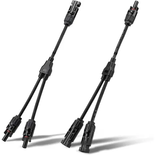Y-Branch Parallel Adapter Cable with Solar Panel Connectors, Terminal Plug Kit, Tool-Aided Plugs - Quick Disconnect, Secure Connection, Versatile Use for Solar Panels, Power Systems