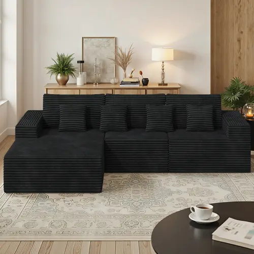 Boneless Modular L-Shaped Chaise Cloud Couch Sofa, 2-Package Shipping 111'' Upholstered Deep-Seat Living Room Couches Furniture for Apartments, No Assembly Required,dorm essentials,home decor