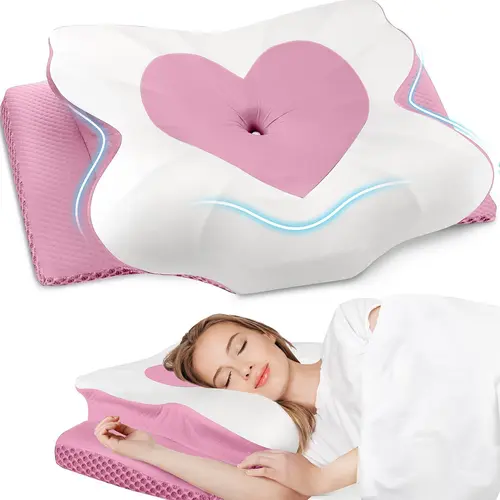 New Adjustable Ergonomic Orthopedic Memory Foam Travel Neck Pillow - Cervical Care, Sleeping Aid, Shoulder Pain Relief, Breathable Mesh Fabric, Removable Pillowcase, Mother's Gift
