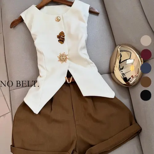 Women's Casual Sleeveless Top and Short Pants Outfit Set, Perfect for Daily Wear, Comfortable and Stylish for Women