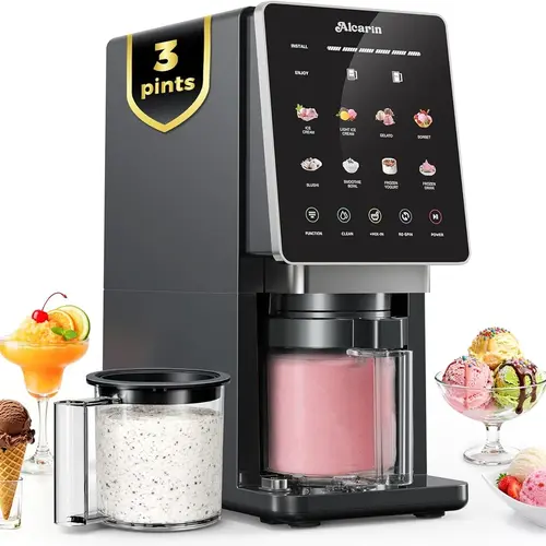 <Summer Finds> 10-Program Electric Ice Cream Maker with Dedicated Cleaning Program - 3 Pints Large Capacity - High-Protein, Keto & Vegan Desserts