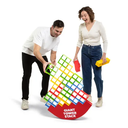 Giant Tower Stack by Relatable,  The Jumbo Block Game Where you Balance Building Blocks - Ultimate Outdoor Games, Yard Games For Adults, & Family Games Challenge - Ages 8+, Includes Storage Bag