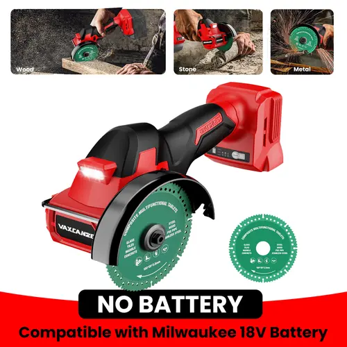 【No Batteries】 Cordless Cut Off Tool Compatible with Dewalt 20V Battery/ for Milwaukee M18 Battery/ Makita 18V Battery, 18,000 RPM Brushless Motor, 4" Blades (2pcs) with Dust Cover, 1.2mm Max Blade Thickness for Wood/Metal/Plastic, Tools And Gadgets, Tile