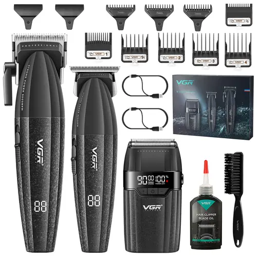 VGR 640S3 Professional Clippers and Trimmer Set for Men 3in1 Cordless Hair Clippers Hair Trimmer & Foil Shaver Kit Zero Gap T-Blade 9000RPM Motor Grooming Kit for Barbers and Home Use tiktokshopbacktoschool,back to school,back to school haul