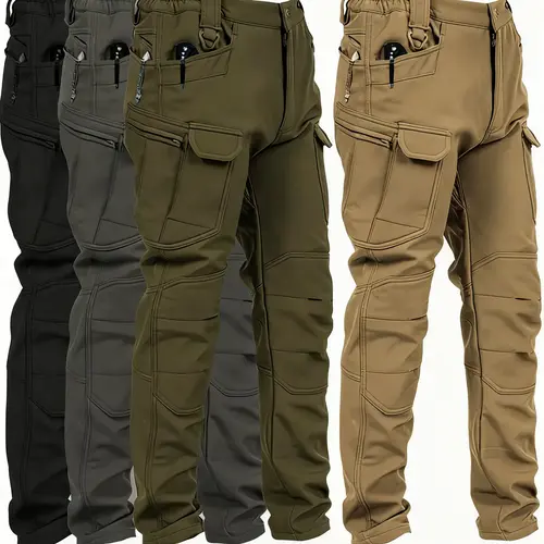 HOMUG Windproof Warm Men's Outdoor Military Tactical Pants Soft Shell Fleece Lined Solid Color Sports Style Regular Fit Mid Waist Woven Fabric with Pockets No Belt Casual Weekend Wear Autumn Winter Season