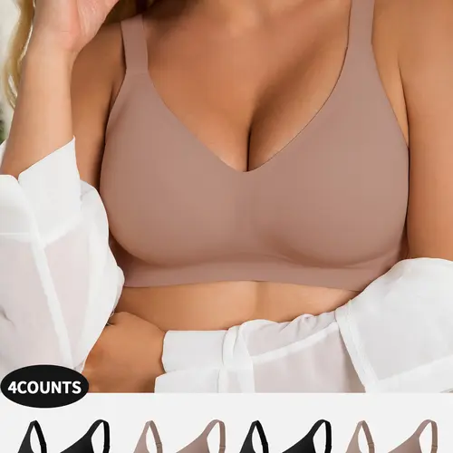 3/4/5/6 piece seamless jelly women's underwear set, suitable for daily casual and work wear, sexy, comfortable, elegant, and lightly luxurious. Adjustable strap with hook bra, supportive and gathering type, yoga sports back, wireless women's bra.