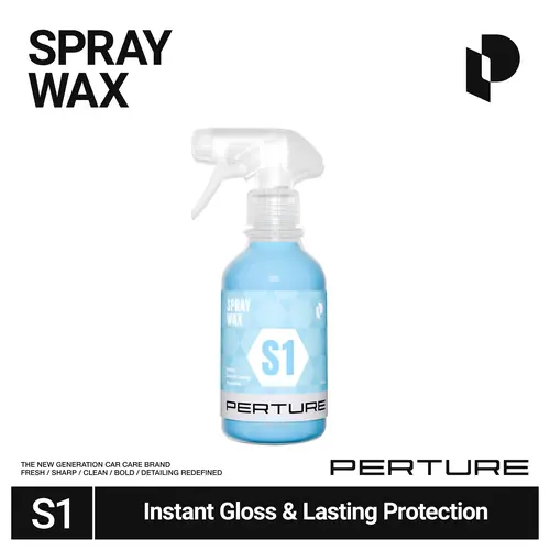 PERTURE S1 Spray Wax | Instant Gloss & Deep Shine | Hydrophobic Polymer Coating for Car Paint, Clear Coat, Chrome & Glass | Quick Detailer | Easy Spray & Wipe Car Wax for Long-Lasting Protection Car Detailing Accessories Car Detailing Tools, Deep Shine Bo