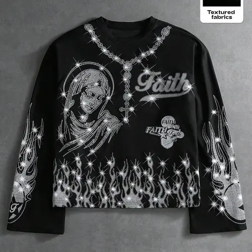 Men's Oversized Street Style Cropped Long Sleeve Round Neck T-Shirt, Goth, Graphic T Shirt, Bold Graphic Tee, Artwork Tee, Streetwear, Grunge Shiny Flame Graphic, Casual Everyday Wear, Street Style, Music Festivals, Hangouts, Casual Streetwear Looks