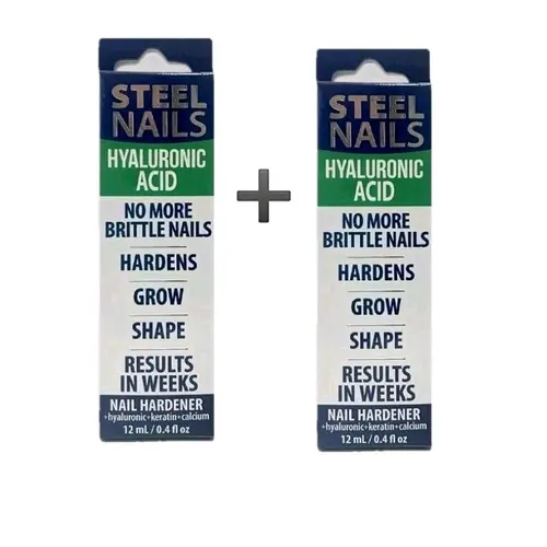 2 Pack Steel Nails Nail Hardener 12ml with Hyaluronic Acid Calcium Keratin Garlic for Stronger Softer Nails Results in Weeks Uñas de Acero sohochic sohochic