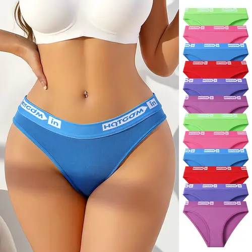 Hotcom Women's Solid Cotton Hipster Panties 5/10-Pack - Low Waist, High Elasticity, Full Coverage, Breathable Cotton Underwear for Everyday & Sportswear, Preppy Style Basics for Halloween, Thanksgiving, Easter