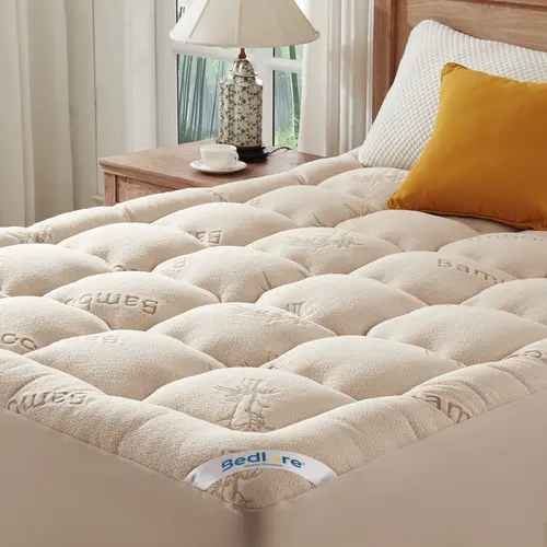 BEDLORE Bamboo Viscose Mattress Topper - 2-Inch Plush Padding, Soft Breathable, Back Pain Relief, Pressure Point Ease - Fits 6-18 Inches Mattresses, Cool Bedding Accessory for Couples (Twin XL, Full, California King)