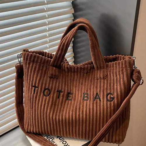 Relaxed fit, large capacity corduroy handbag, casual crossbody bag, commuter shoulder bag, tote bag. Suitable for commuting, shopping, leisure outings, work, etc.