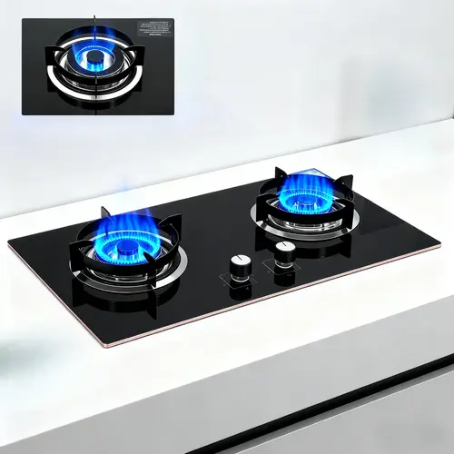 2 Burner Natural Gas Cooktop, Built-In Gas Stove Top with Electronic Ignition, Quick Boil Gas Cooker for Apartment, RV, Small Kitchen