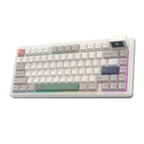 EPOMAKER RT82 Wireless Mechanical Keyboard with Screen, QMK/VIA Custom 2.4GHz/USB-C/BT5.0 Hot-Swappable Gasket  South-Facing RGB Backlight 5-Paddings, PBT Keycaps  keyboards for gaming creamy keyboard dealsforyoudays