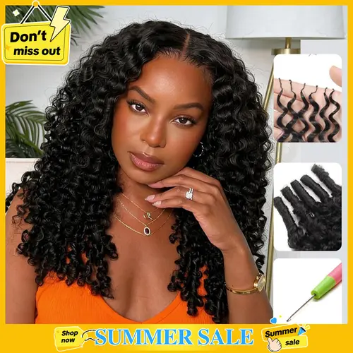 [Cheapest] Mamushow Feather Crochet Human Hair Bundles for Miracle Knots Human Hair Burmese Curly Pre-Separated 50g/Pack Reusable Invisible 100% Virgin Human Hair Crochet Extensions Natural Black #TikTokShopBackToSchool#SohoChic