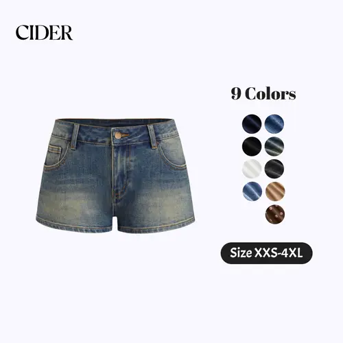 Cider Women's Low-Waisted White Denim Shorts with Classic Design SummerFinds